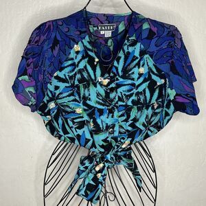 Vintage 90s Faith Crop Beaded Sequined Shortsleeve Blouse